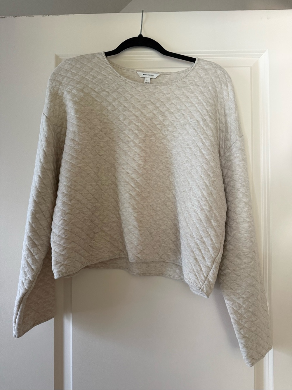 Banana Republic Quilted Crewneck Sweater in Light Beige
